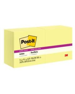 Post it Super Sticky Notes, 3in x 3in, Canary Yellow, Pack Of 12 Pads