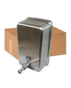 Genuine Joe Stainless Vertical Soap Dispenser - Manual - 1.25 quart Capacity - Stainless Steel - 24 / Carton