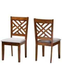 Baxton Studio Caron Dining Chairs, Gray/Walnut Brown, Set Of 2 Chairs