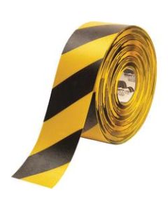 Mighty Line Deluxe Safety Tape, 4in x 100ft, Black/Yellow