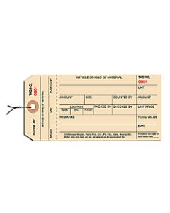 Box Packaging Pre-Wired 1-Part Stub-Style Inventory Tags, # 8, 4000-4999, 6 1/4in x 3 1/8in, Manila, Case Of 1,000