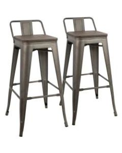 LumiSource Oregon Low-Back Bar Stools, Antique/Espresso, Set Of 2 Stools