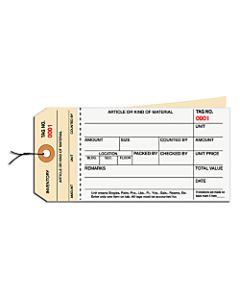 Box Packaging Pre-Wired 2-Part Carbonless Stub-Style Inventory Tags, # 8, 4000-4499, 6 1/4in x 3 1/8in, Manila, Case Of 500