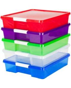 Storex Stackable Craft Box - 3in Height x 14in Width x 14in Length - Assorted Bright - 5 / Carton