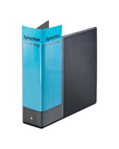 Cardinal SpineVue 3-Ring Binder With Locking Rings, 3in Round Rings, 45% Recycled, Black