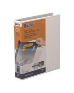 QuickFit View 3-Ring Binder, 1 1/2in Angle D-Rings, 50% Recycled, White