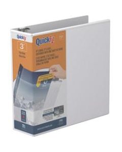 QuickFit View 3-Ring Binder, 3in Angle D-Rings, 50% Recycled, White