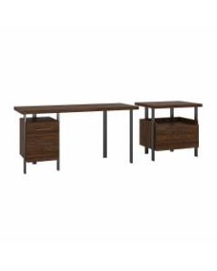 Bush Furniture Architect 60inW Writing Desk With Lateral File Cabinet, Modern Walnut, Standard Delivery
