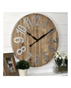 FirsTime & Co. Slat Wood Round Wall Clock, Tan