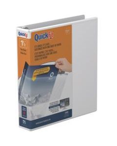QuickFit View 3-Ring Binder, 1 1/2in Round Rings, 50% Recycled, White