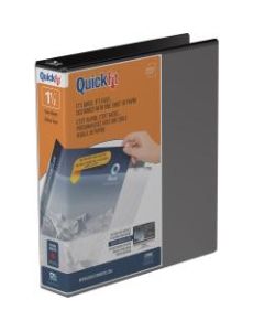 QuickFit View 3-Ring Binder, 1 1/2in Round Rings, 50% Recycled,, Black