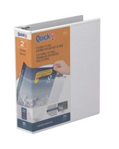 QuickFit View 3-Ring Binder, 2in Round Rings, 50% Recycled, White