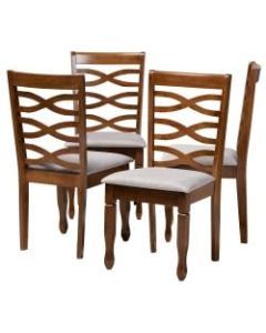 Baxton Studio Elijah Dining Chairs, Gray/Walnut, Set Of 4 Chairs