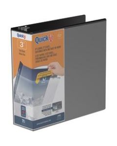 QuickFit View 3-Ring Binder, 3in Round Rings, 50% Recycled, Black