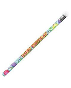 J.R. Moon Pencil Co. Pencils, 2.11 mm, #2 HB Lead, Happy Birthday Glitz, Multicolor, Pack Of 144