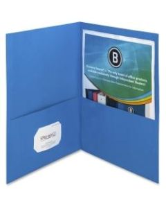 Business Source Letter Recycled Pocket Folder - 8 1/2in x 11in - 125 Sheet Capacity - 2 Inside Front & Back Pocket(s) - Paper - Blue - 35% - 25 / Box