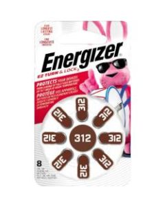 Energizer EZ Turn & Lock Size 312, 8-Pack, Brown - For Hearing Aid - 1.4 V DC - Zinc Air - 8