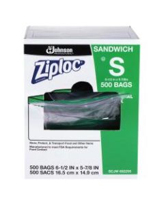 Ziploc Resealable Sandwich Bags, Clear, Box Of 500 Bags