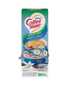 Nestle Coffee-mate Liquid Creamer, Sugar-Free French Vanilla Flavor, 0.38 Oz Single Serve x 50