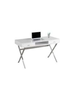 Monarch Specialties Contemporary Computer Desk With Criss-Cross Legs, Chrome/White