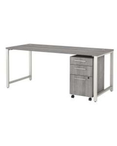 Bush Business Furniture 400 Series 72inW x 30inD Table Desk With 3-Drawer Mobile File Cabinet, Platinum Gray, Standard Delivery