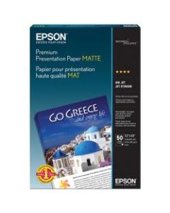 Epson Premium Presentation Paper, 13in x 19in, 44 Lb, Pack Of 50 Sheets