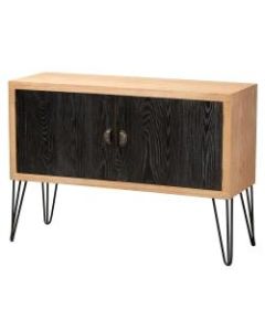 Baxton Studio Modern And Contemporary 42inW 2-Tone Storage Cabinet, Walnut Brown/Black