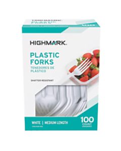 Highmark Medium-Length Plastic Cutlery, Forks, Pack Of 100 Forks