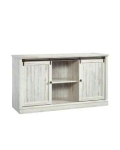 Sauder Barrister Lane Sliding Door Entertainment Credenza for 60in TVs, White Plank