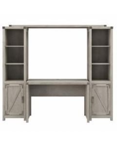 Kathy Ireland Home by Bush Furniture Cottage Grove 48inW Farmhouse Writing Desk with Bookshelves, Cottage White, Standard Delivery