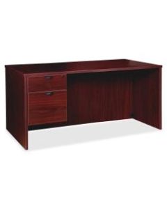 Lorell Prominence 2.0 3/4 Left Pedestal Desk, 66inW x 30inD, Mahogany
