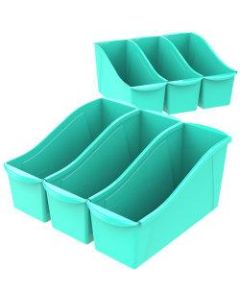 Storex Book Bins, Medium Size, Teal, Pack Of 6