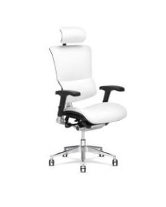 X-Chair X4 Ergonomic High-Back Leather Task Chair With Headrest, White