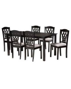 Baxton Studio Salem Dining Set, 29-3/16inH x 59-1/16inW x 35-7/16inD, Gray/Dark Brown