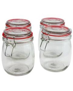 Gibson General Store Cottage Chic 4-Piece Jar Set, 22 Oz, Clear