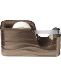 Scotch Wave Desktop Tape Dispenser - 1in Core - Refillable - Impact Resistant, Non-skid Base, Weighted Base - Plastic - Bronze - 1 Each