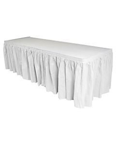 Genuine Joe Linen-Like Pleated Table Skirts, 14in x 29in, White