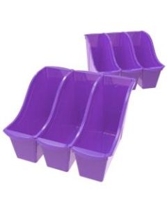 Storex Book Bins, Medium Size, Purple, Pack Of 6