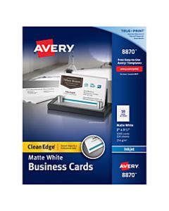 Avery Inkjet Clean-Edge Two-Side Printable Business Cards, 2-Sided, 2in x 3 1/2in, White Matte, Pack Of 1,000
