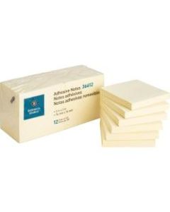 Business Source Yellow Repositionable Adhesive Notes - 3in x 3in - Square - Yellow - Repositionable, Solvent-free Adhesive - 12 / Pack