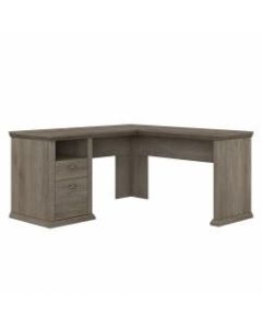 Bush Furniture Yorktown 60inW L-Shaped Desk With Storage, Restored Gray, Standard Delivery