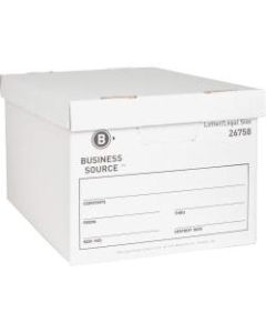 Business Source Medium-Duty Storage Boxes With Lift-Off Lids, Legal/Letter Size, 12in x 15in x 10in, White, Box Of 12