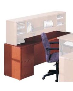 HON 10700 "U"-Shaped Workstation Single-Pedestal Credenza, Pedestal On Left, Mahogany