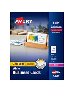 Avery Laser Clean Edge Two-Side Printable Business Cards, 2in x 3 1/2in, White, Pack Of 2,000