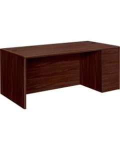 HON 10700 "U"-Shaped Workstation Single-Pedestal Desk, Pedestal On Right, Mahogany