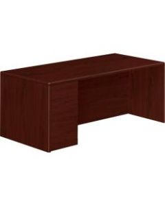 HON 10700 "U"-Shaped Workstation Single-Pedestal Desk, Pedestal On Left, Mahogany