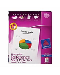 Avery Non-Glare Heavyweight Sheet Protectors, 8 1/2in x 11in, Top Loading, Pack Of 50