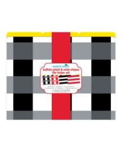 Barker Creek File Folders, Letter Size, Buffalo Plaid/Wide Stripes, Pack Of 12