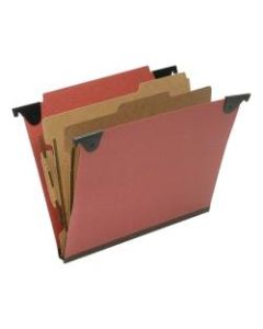 SKILCRAFT Straight Tab Cut Letter Recycled Hanging Folder - 8 1/2in x 11in - Top Tab Position - 2 Divider(s) - Pressboard, Kraft, Fiber - Red - 60% - 10 / Box - TAA Compliant