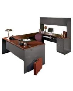 HON 38000 Modular 72inW Desk Shell, Mahogany/Charcoal